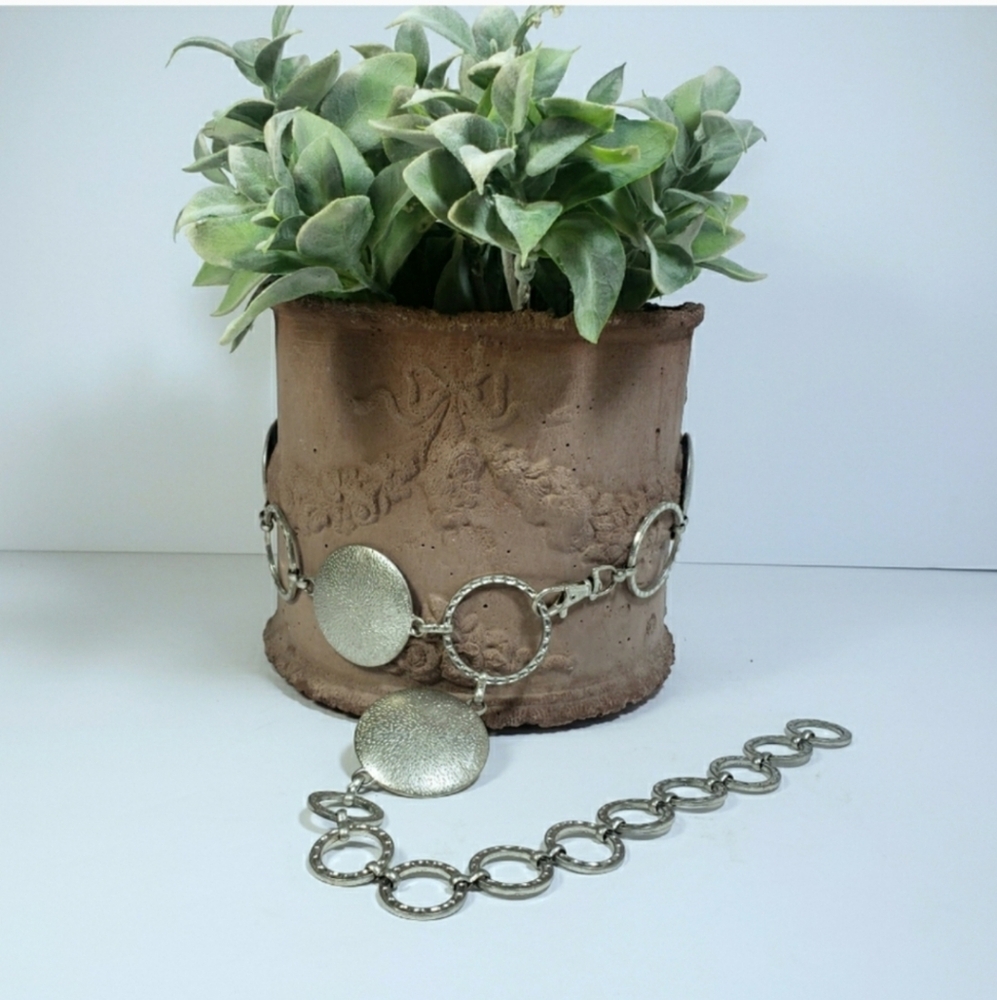 Vintage Hammered Metal Medallion Boho Hippie Chain Belt